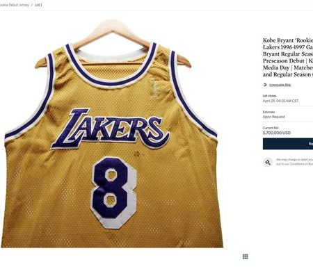 科比NBA處子秀球衣拍賣　叫價突破四千一百萬人民幣　創紀錄！
